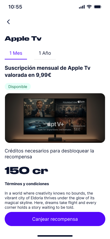 Recompensa Apple TV desbloqueable con créditos WAIIS.
